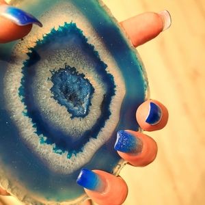 SUPER UNIQUE Teal Agate Geode Slice Coaster